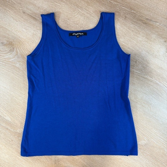 Vintage‎ Scoop Neck Sleeveless Tank Top Blue  Summer Casual Size M - Picture 1 of 8
